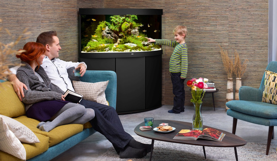 Juwel Trigon 350 czarny HeliaLux Spectrum akwarium z szafką