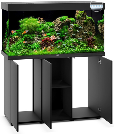 Juwel Rio 350 LED czarne (2x belka) akwarium z szafką