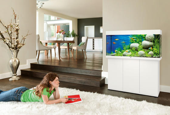 Juwel Rio 240 LED białe akwarium z szafką