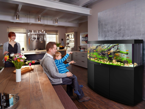 Juwel Vision 450 czarne HeliaLux Spectrum akwarium z szafką